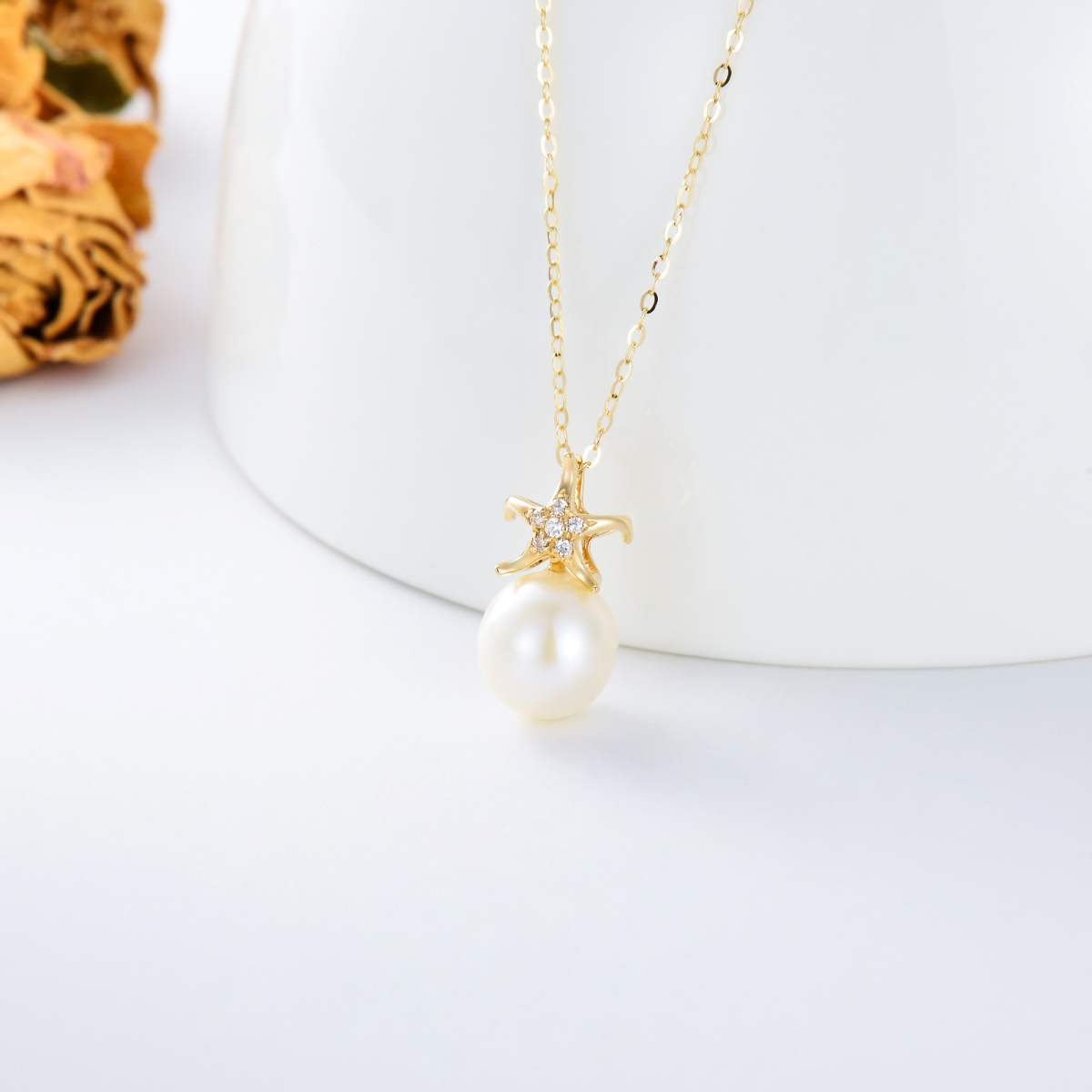 18K gouden 16 1 1 verlengstuk inch parelstreng ketting-3