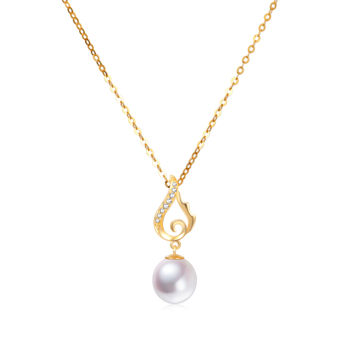 18K Gold 18'' +1'' +1'' Extender Inches Pearl Strand Necklace For Womem-1