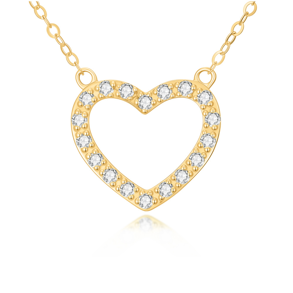 9K Gold 1/10 Carat Lab Diamonds Heart Pendant Necklace-1