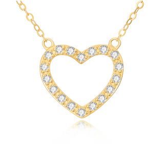 9K Gold 1/10 Carat Lab Diamonds Heart Pendant Necklace-29