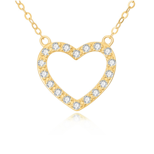 9K gouden hartvormige hangerketting met 1/10 karaat lab-diamanten