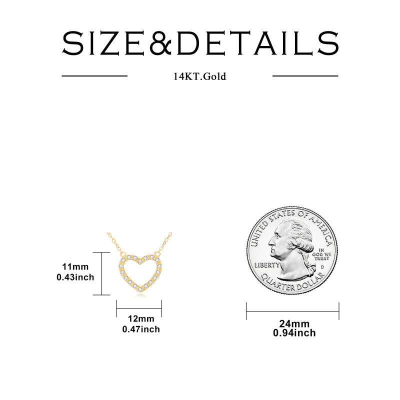 Naszyjnik z wisiorkiem w kształcie serca z 10-karatowego złota z diamentami laboratoryjnymi o masie 1/10 karata-5
