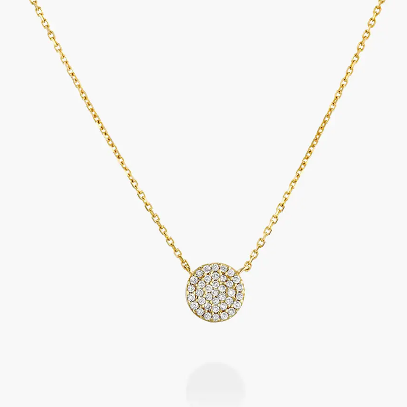 Sterling Silver with Yellow Gold Plated 0.14CT Lab Diamonds Round Pendant Necklace-15