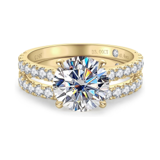 10K Gold 4.14CT.T.W. Round Moissanite Custom Engagement Ring Anniversary Rings Bridal Set-4