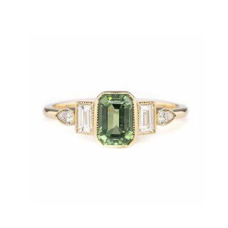 14K Gold 1Ct Emerald Crystal With Moissanite Engagement Ring For Women-2