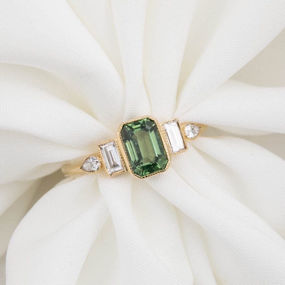 10K Gold 1Ct Emerald Crystal With Moissanite Engagement Ring For Women-4