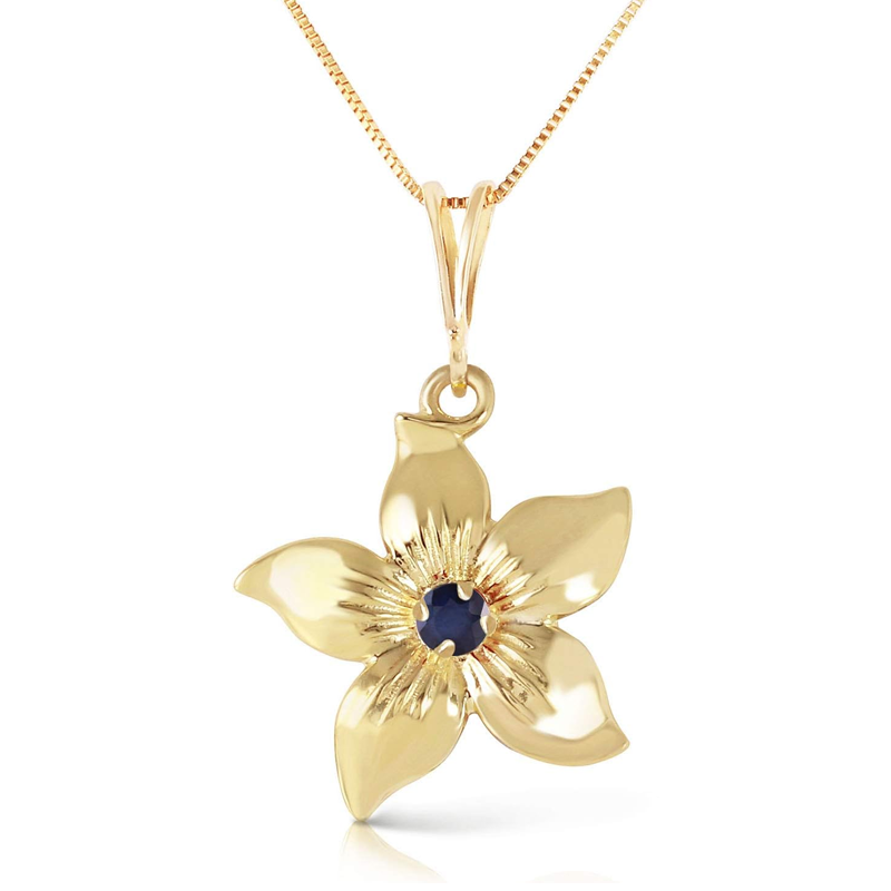 9K Gold 0.1CT Sapphire Flowers Necklace-13