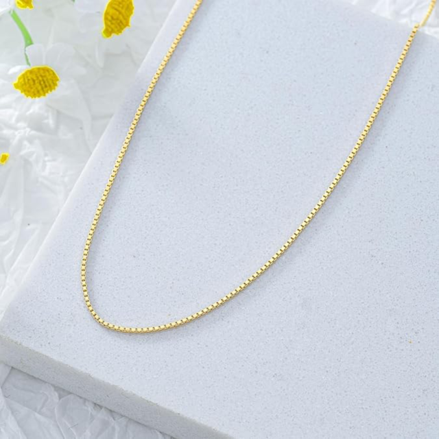 14K Gold 1mm Box Chain Necklace-2