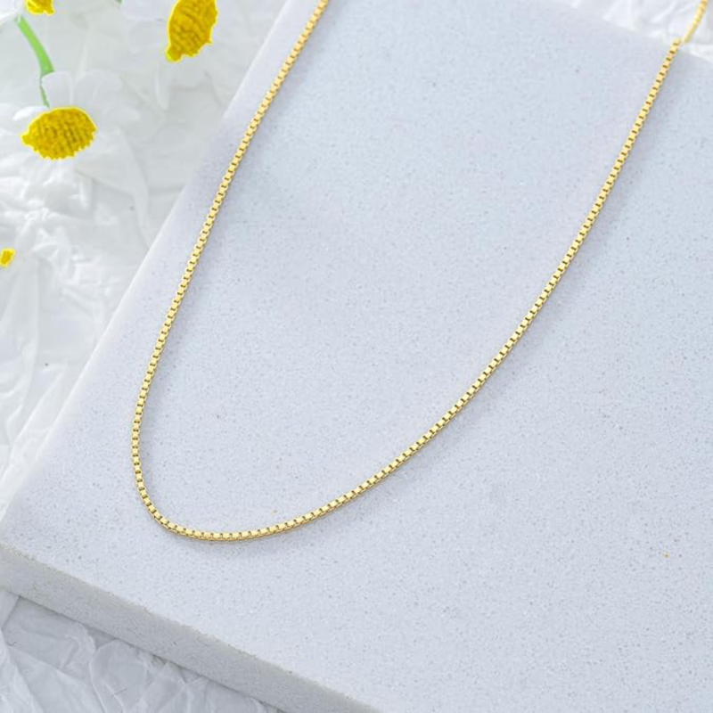10K Gold 1mm Box Chain Necklace-2