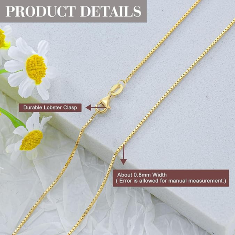 10K Gold 1mm Box Chain Necklace-4