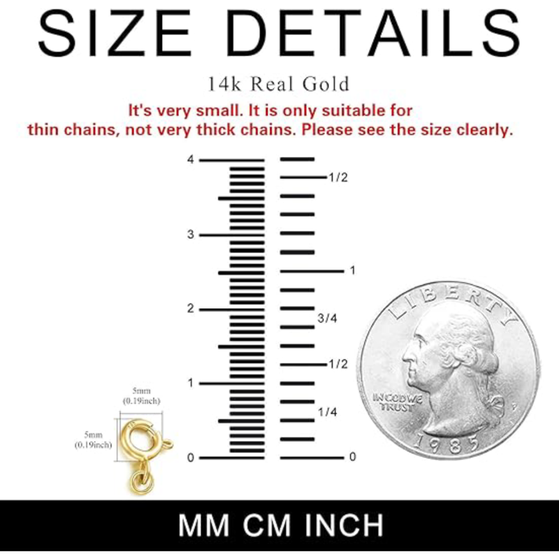 Extensor de corrente Chopin redondo de 1 mm de ouro 10K de 1 polegada para mulheres-4