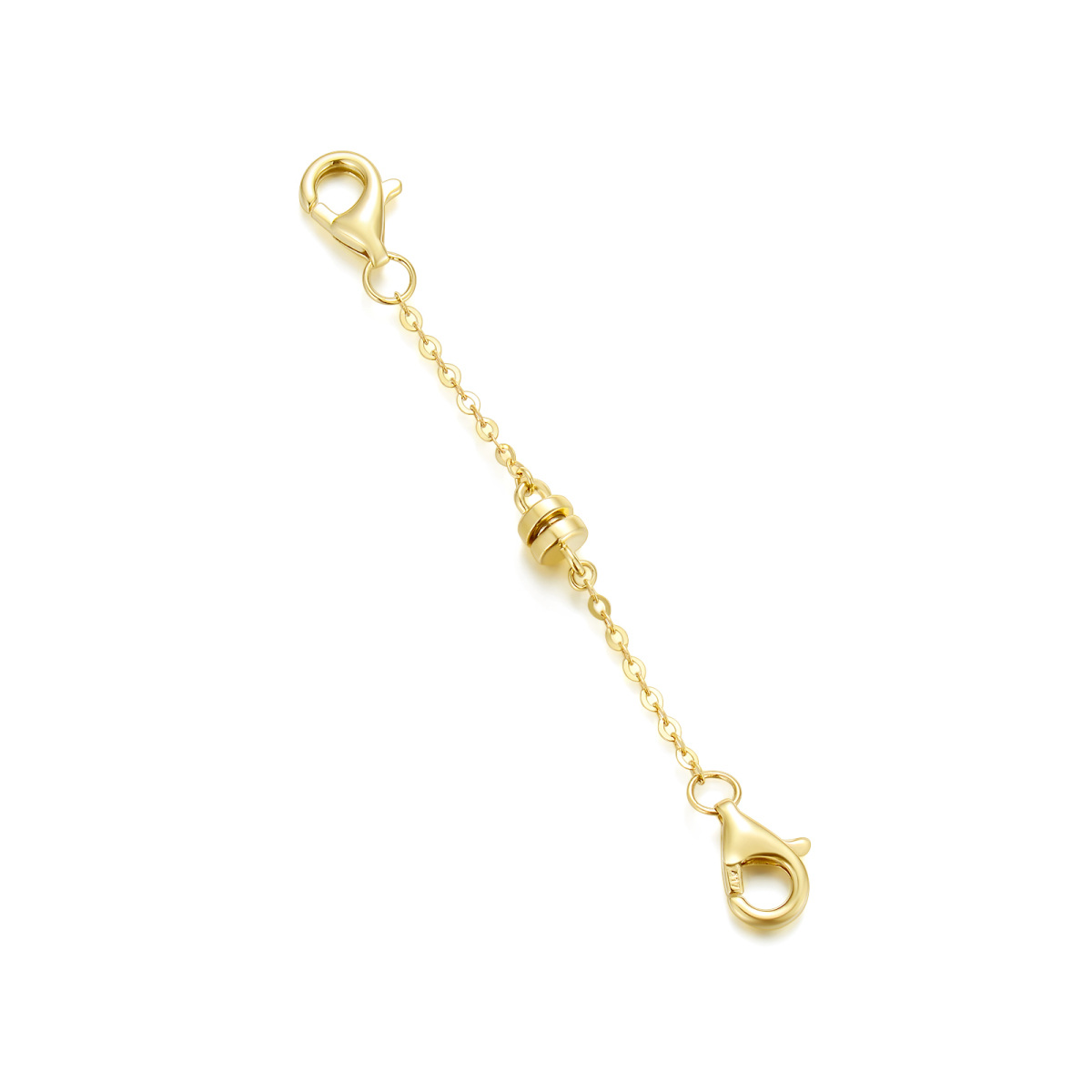 14K Gold 1Inch O-Shaped Chain Calendering With Lobster Clasp Magnet Extension Chain-1