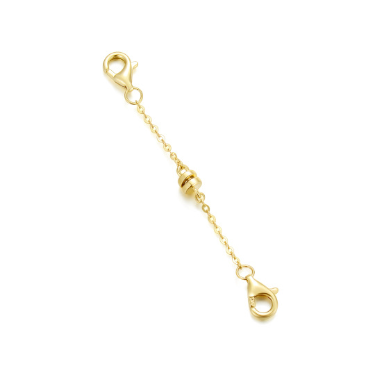 Catena a forma di O in oro 14K da 1,1 mm con calandra e chiusura a moschettone, catena di estensione magnetica