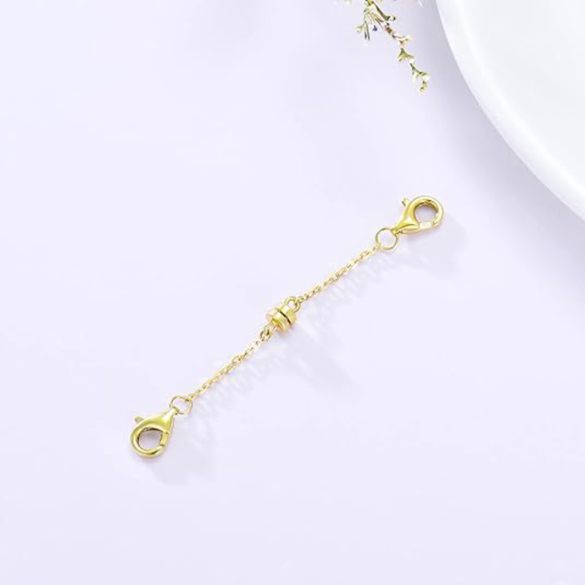 14K Gold 1.1mm O-Shaped Chain Calendering With Lobster Clasp Magnet Extension Chain-2