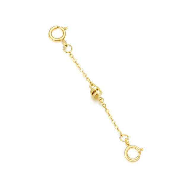 14K Gold 1.1Mm 1Inch O-Shaped Chain Calendering With Spring Buckle Magnet Extender Chain-1