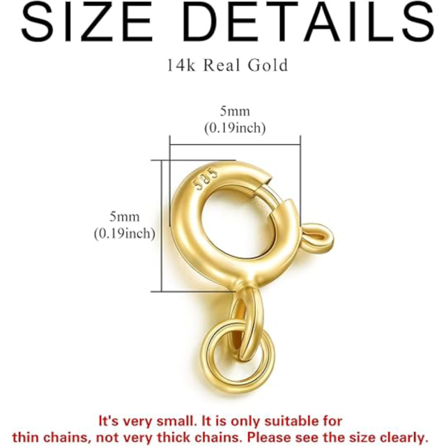 14K Gold 1.1Mm 1Inch O-Shaped Chain Calendering With Spring Buckle Magnet Extender Chain-3