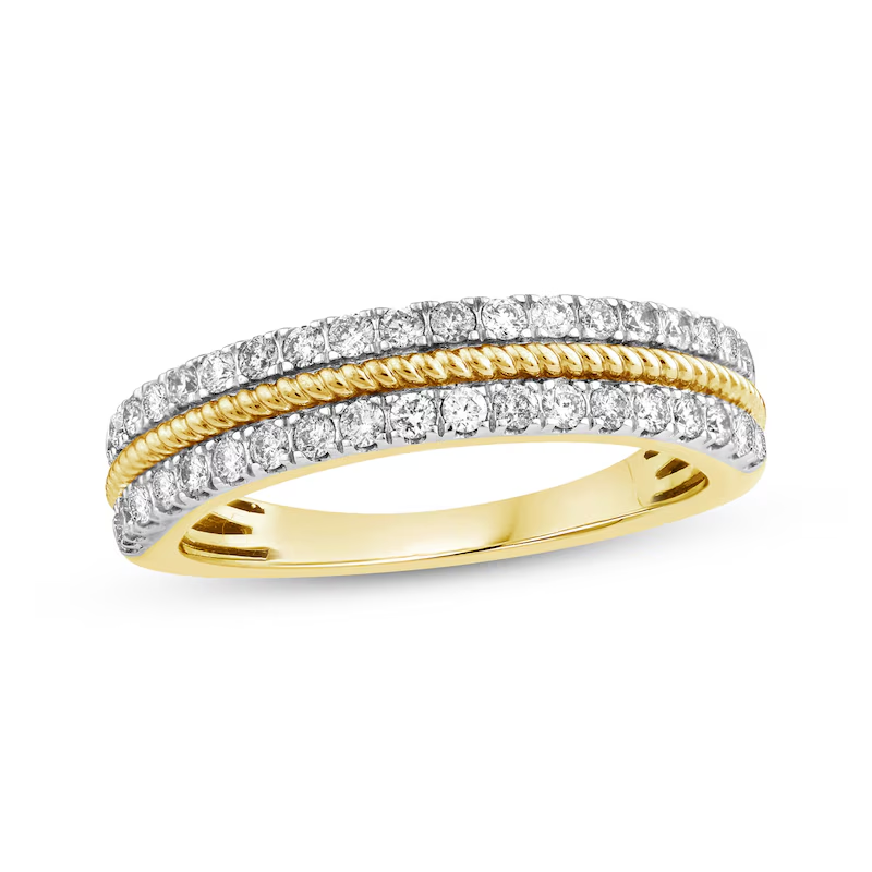 Stapelbarer Ring aus 10 Karat Gold mit 1/2 Karat kreisförmigem Diamanten für Paare-1