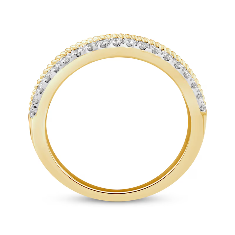 Stapelbarer Ring aus 18 Karat Gold mit 1/2 Karat kreisförmigem Diamanten für Paare-4