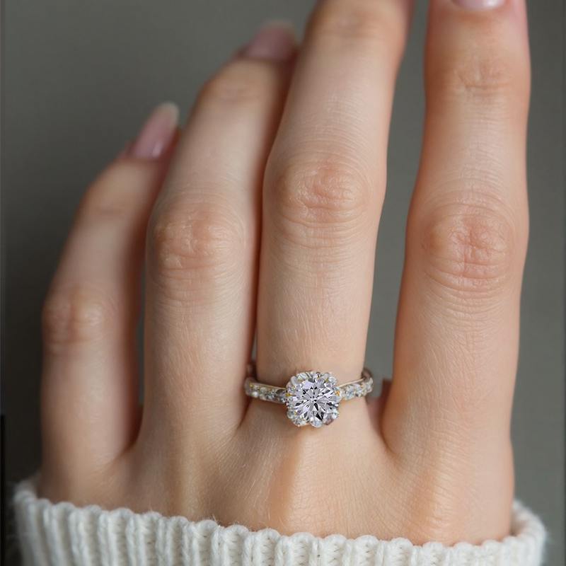 14K Gold 1 to 3.5 CT.T.W. Round Lab Created Diamond Engagement Ring D VVS1-VS1 Clarity 3EX IGI Certified-2