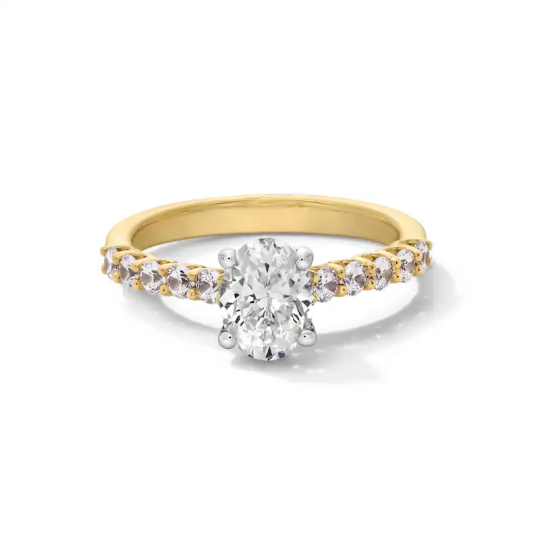 10K Gold 1 to 3.5 CT.T.W. Oval Lab Created Diamond Custom Couple Engagement Ring D Color VVS1 Clarity 3EX IGI Certified