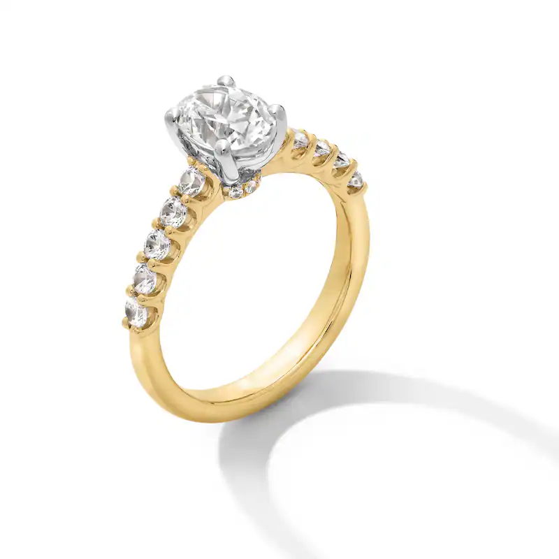 14K Gold 1-1/2 CT Labor erstellter Diamant individuelle Gravur Paar Verlobungsring-3