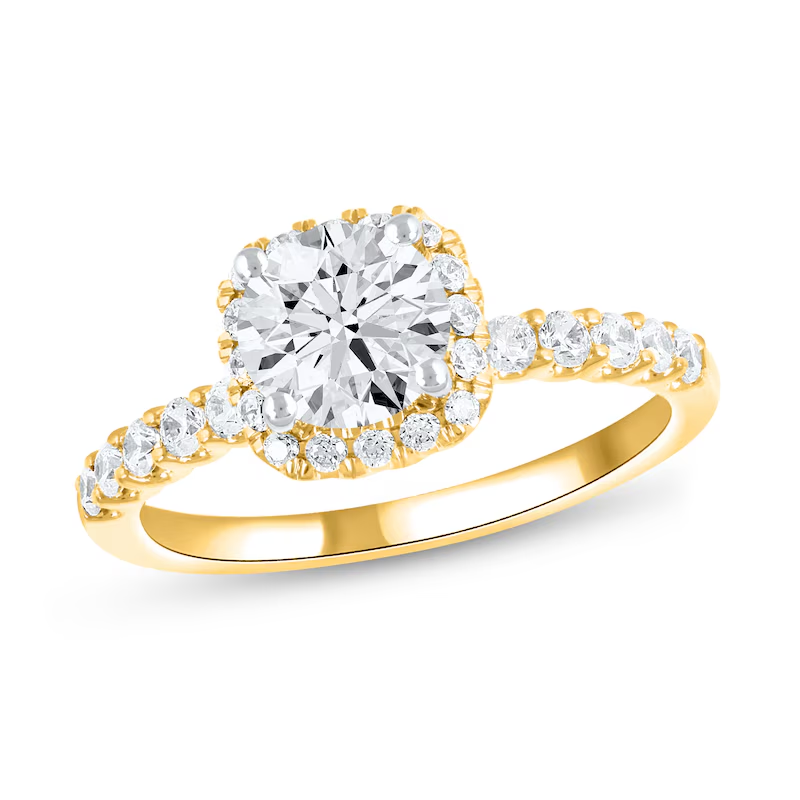 14K Gold 1-1/2 CT Lab Created Diamond Personalized Engraving & Couple Engagement Ring-1