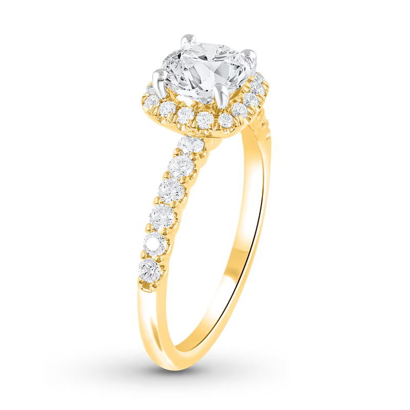 14K Gold 1-1/2 CT Lab Created Diamond Personalized Engraving & Couple Engagement Ring-2