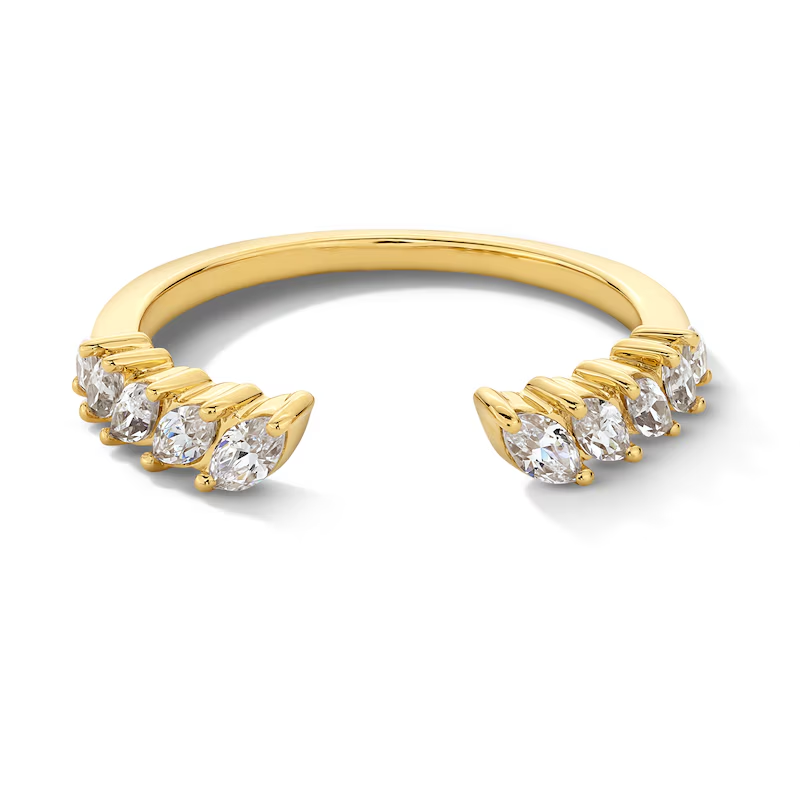 10K Gold 0.5 CT.T.W. Marquise Lab Created Diamond Tilted Open Shank Custom Stackable Anniversary Band D-VVS1 IGI-27