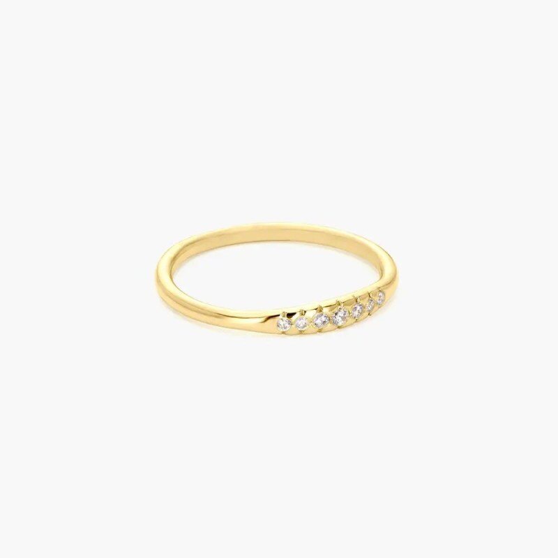 Anillo apilable personalizado de oro 14K con diamantes cultivados en laboratorio de corte redondo de 0,25 CT, color D, pureza VVS1-VS1, 3EX-3