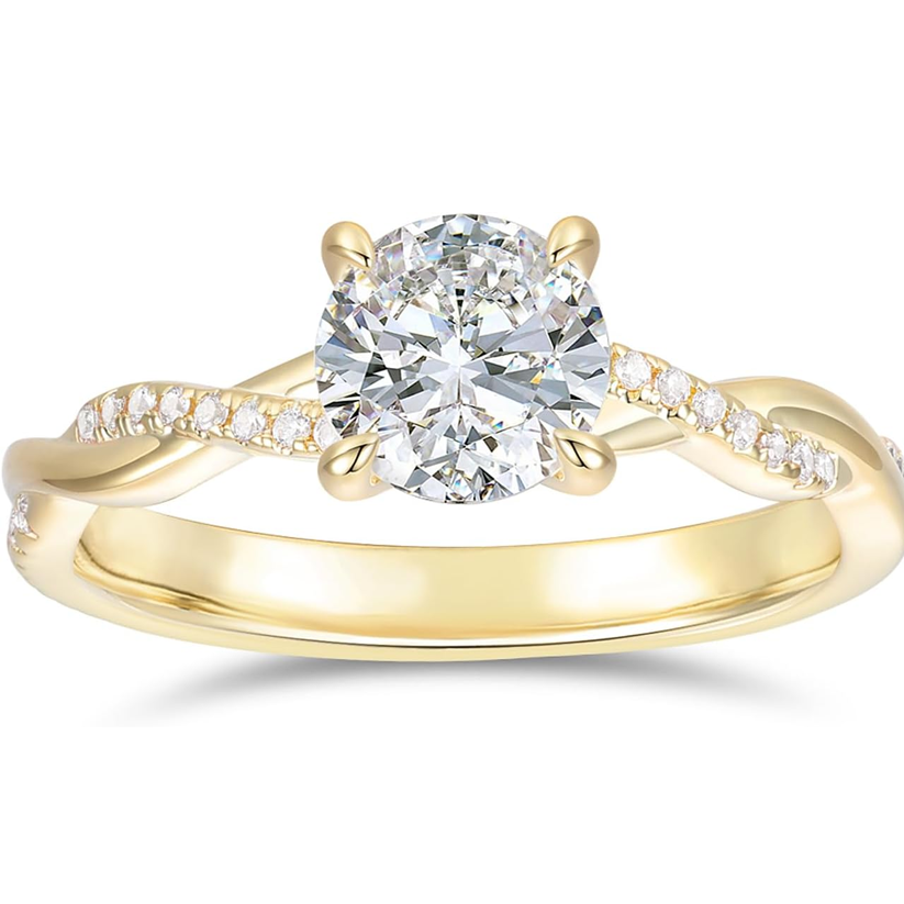 14K Gold 1.25CT Round Cut Moissanite Engagement Ring-1