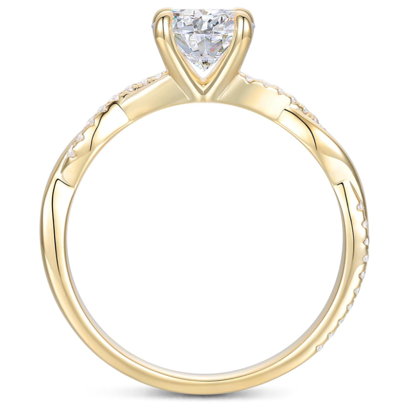 18K Gold 1.25CT Round Cut Moissanite Engagement Ring-2