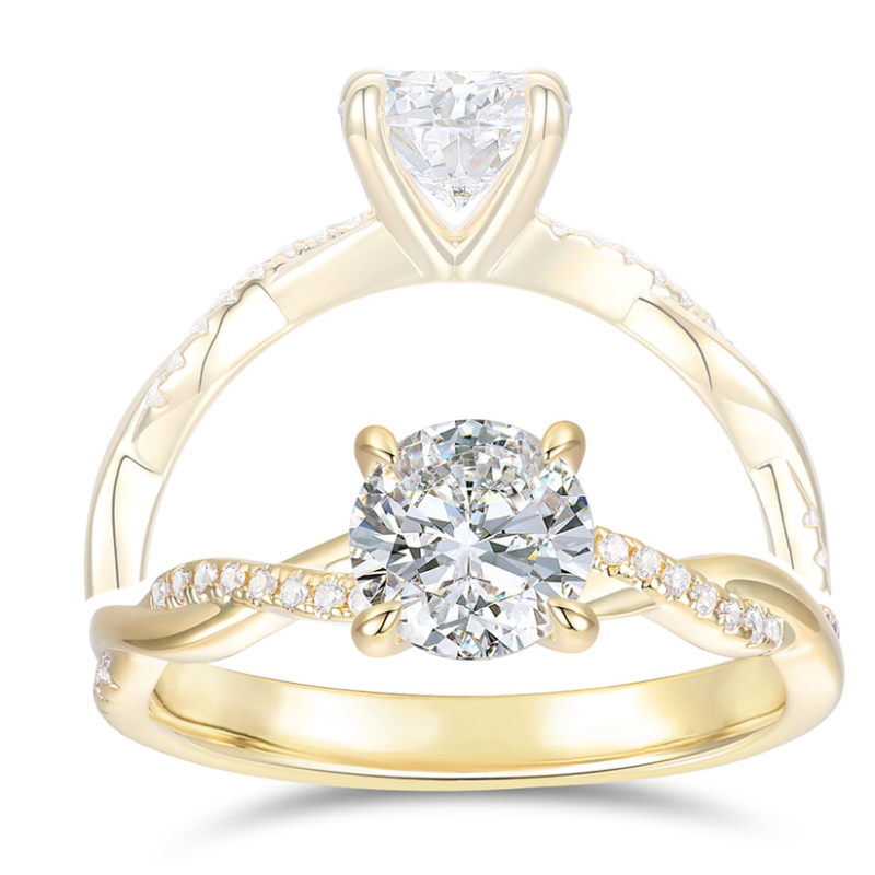 18K Gold 1.25CT Round Cut Moissanite Engagement Ring-3