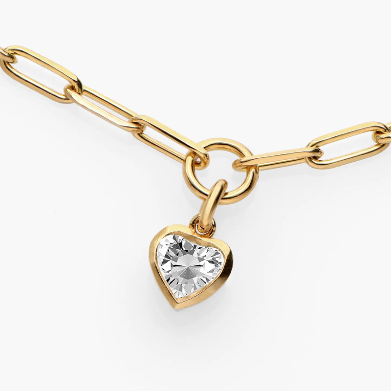 Sterling Silver with Yellow Gold Plated 0.2CT Diamond Heart Pendant Necklace-2