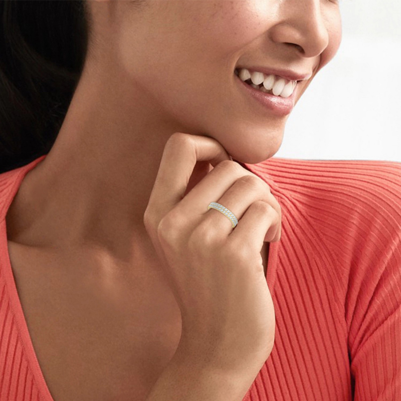 10K White Gold 0.5 CT. T.W. Round Lab Created Diamond Custom Wedding Ring D Color VVS1-VS1 Clarity 3EX-2