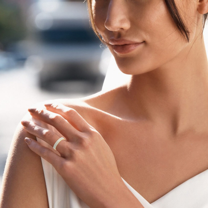 10K White Gold 0.5 CT. T.W. Round Lab Created Diamond Custom Wedding Ring D Color VVS1-VS1 Clarity 3EX-3