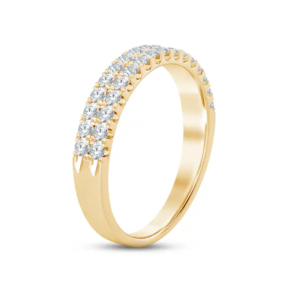 Anillo de bodas personalizado de oro blanco de 10 quilates con diamante redondo creado en laboratorio de 0,5 quilates, color D, claridad VVS1-VS1, 3EX-5