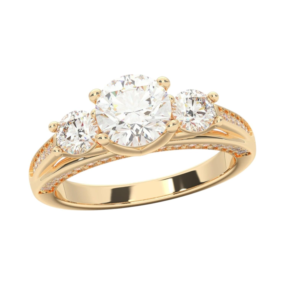 10K Gold 2 CT. T.W. Round Lab Created Diamond Custom Engagement Ring D Color VVS1-VS1 Clarity 3EX IGI Certified-1