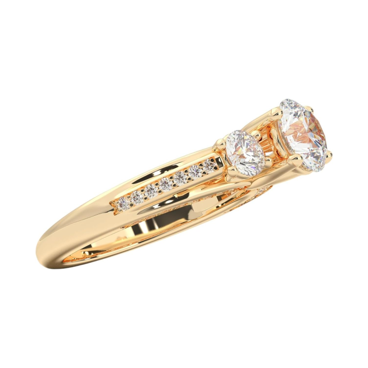 10K Gold 2ct Lab Created Diamond Custom Engraving Engagement Ring-2