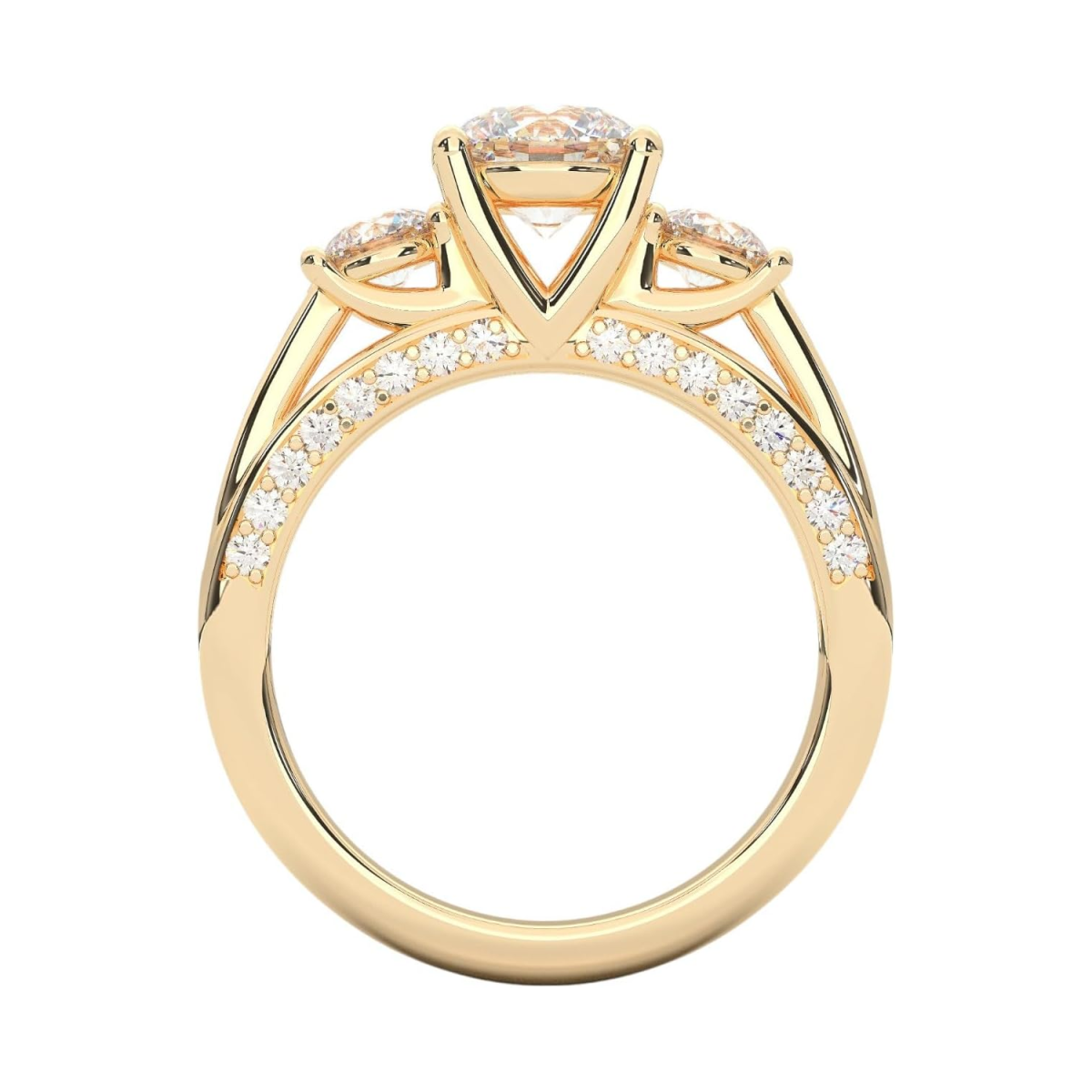 10K Gold 2ct Lab Created Diamond Custom Engraving Engagement Ring-3