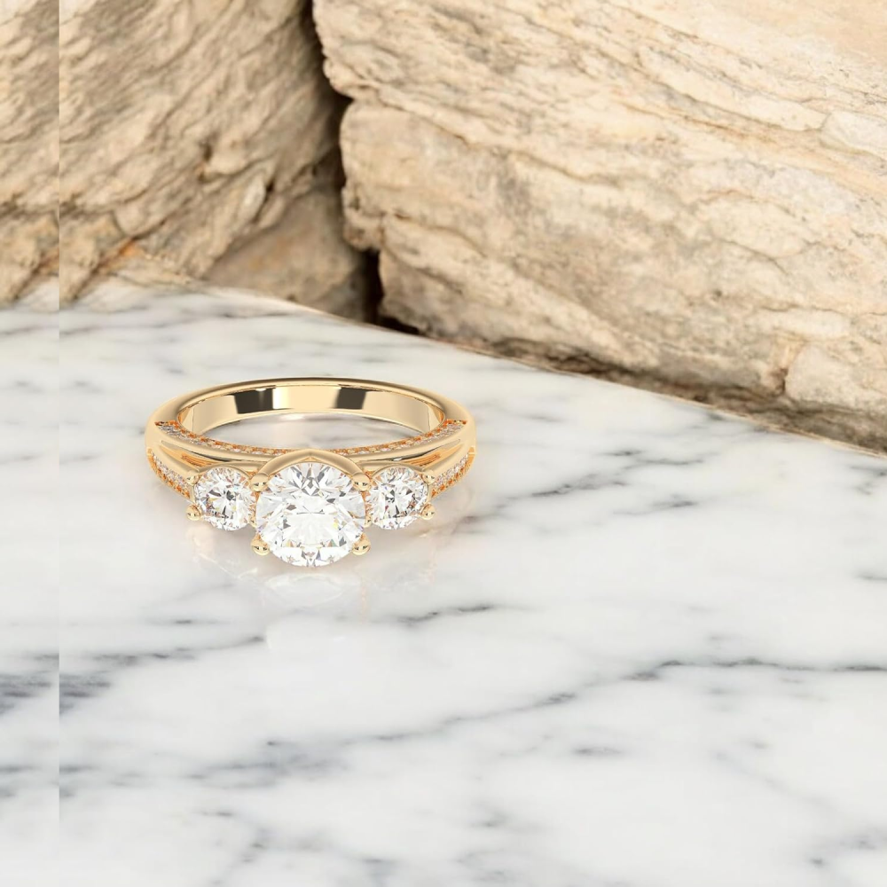 10K Gold 2 CT. T.W. Round Lab Created Diamond Custom Engagement Ring D Color VVS1-VS1 Clarity 3EX IGI Certified-4
