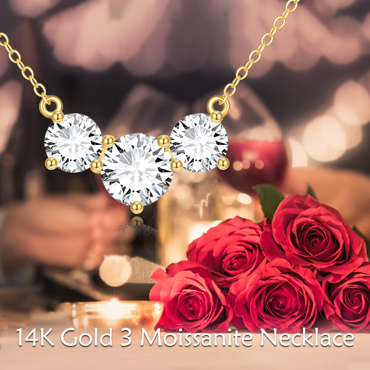 14K Gold 2CT Moissanite Pendant Necklace-4