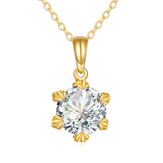 10K Gold 2CT Moissanite Pendant Necklace-4