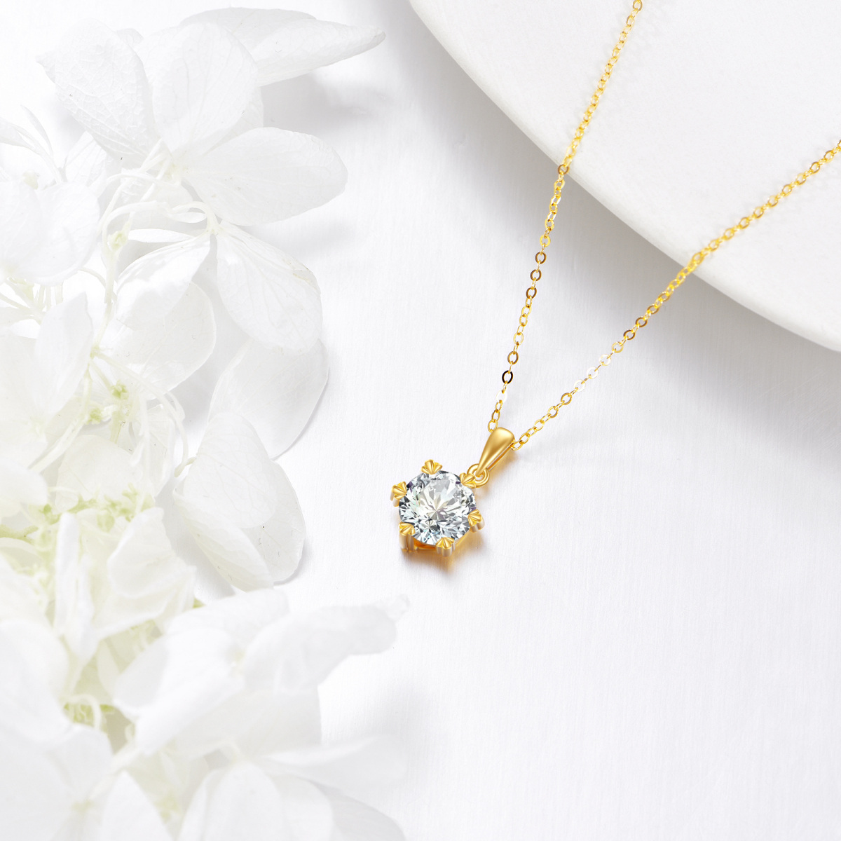 10K Gold 2CT Moissanite Pendant Necklace-3