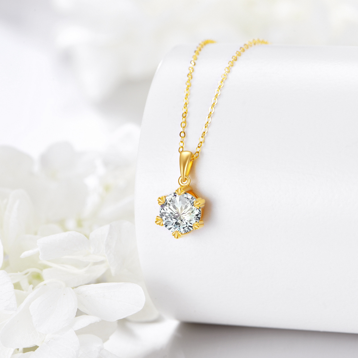 14K Gold 2CT Moissanite Pendant Necklace-4