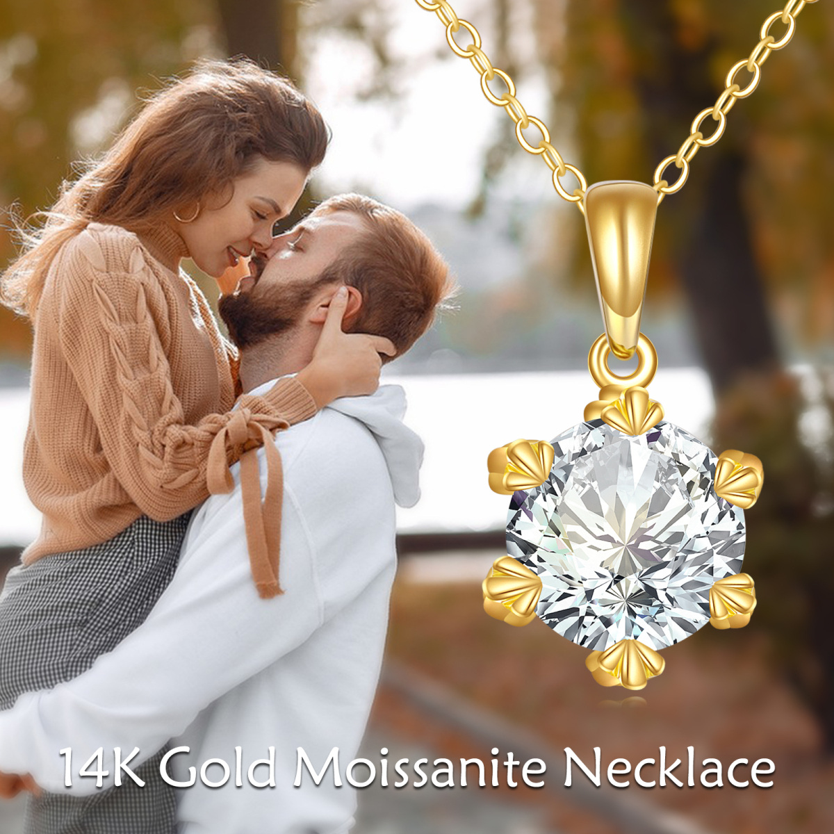 Colar com pingente de moissanite 2CT em ouro 10K-6