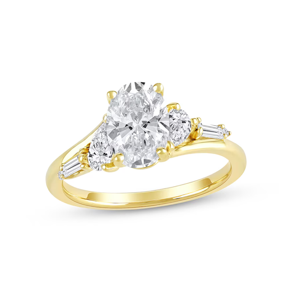 10K Gold 1 to 3.5 CT.T.W. Oval Lab Created Diamond Engagement Ring D VVS1-VS1 3EX IGI Certified-1