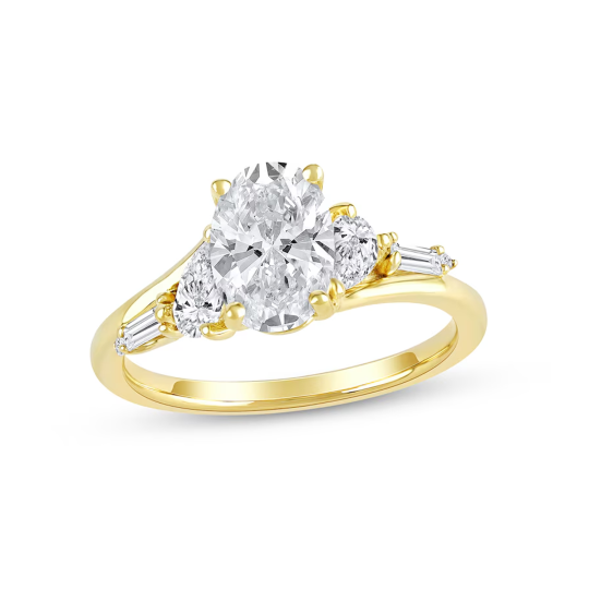 10K Gold 2ct Oval-Cut Lab Created Diamond Custom Engraving Engagement Ring