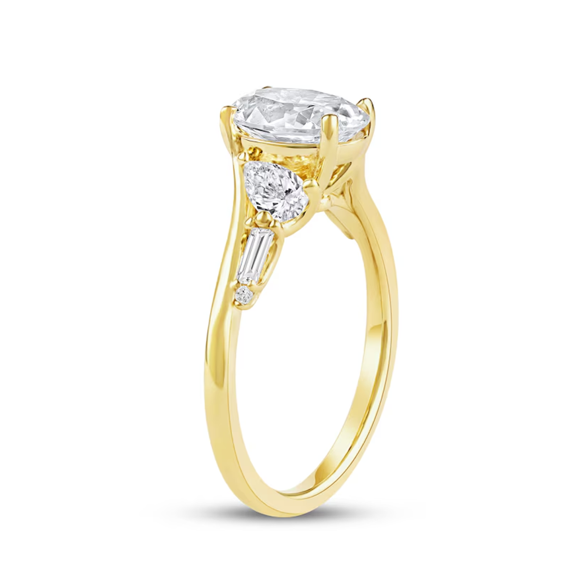 14K Gold 2ct Oval-Cut Lab Created Diamond Personalized Engraving Engagement Ring-2