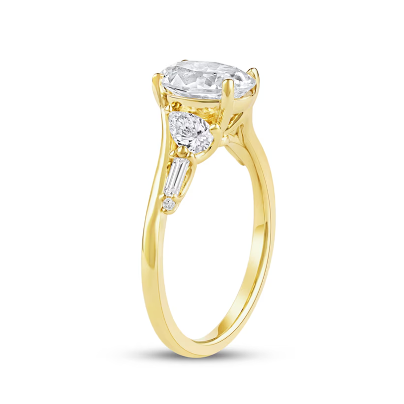 10K Gold 1 to 3.5 CT.T.W. Oval Lab Created Diamond Engagement Ring D VVS1-VS1 3EX IGI Certified-2