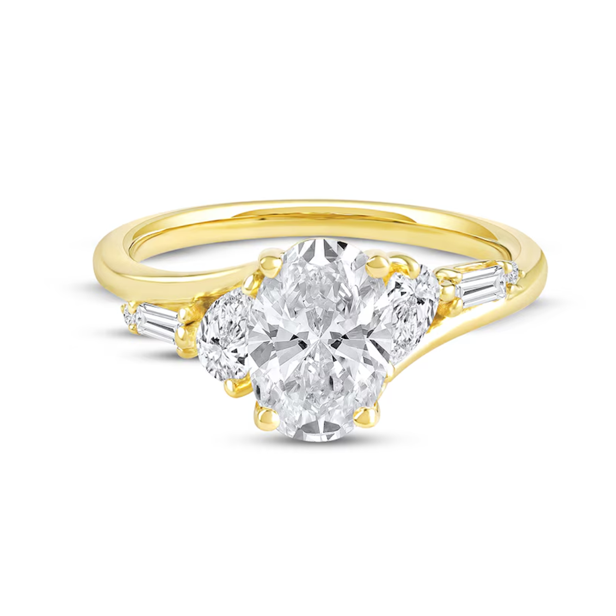 14K Gold 2ct Oval-Cut Lab Created Diamond Personalized Engraving Engagement Ring-3